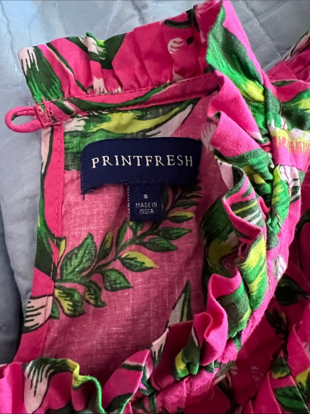 Printfresh When In Doubt Ruffle Blouse S Pink Lilly of the Valley Organic Cotton - Picture 3 of 8